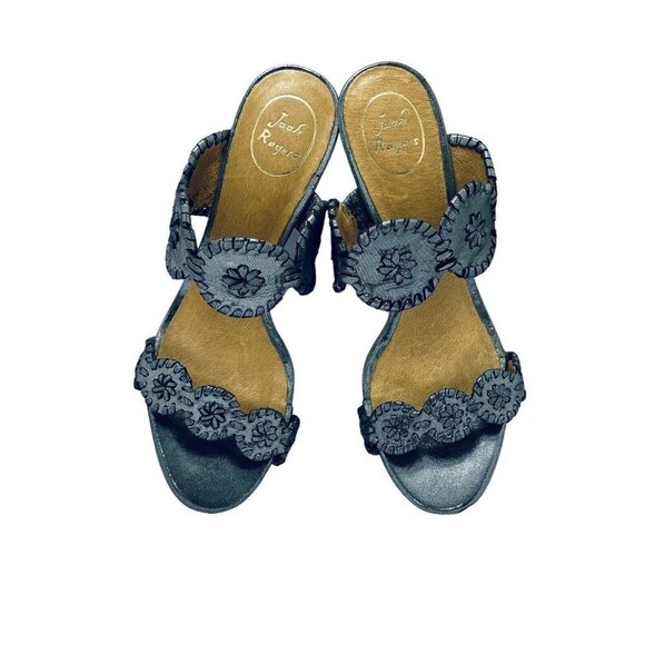 JACK ROGERS Luccia Slide Sandals‎ Silver Grey Metallic Women's Size 10M Wedges - Picture 2 of 13